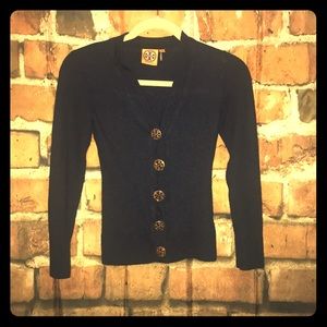 TORY BURCH XXS NAVY CARDIGAN WITH LARGE BUTTONS!